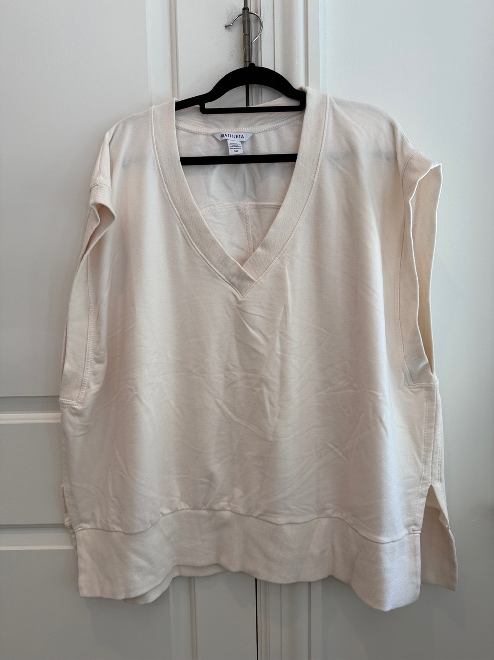 Athleta Retroterry V-Neck Sweatshirt/Vest Size 3X Cream